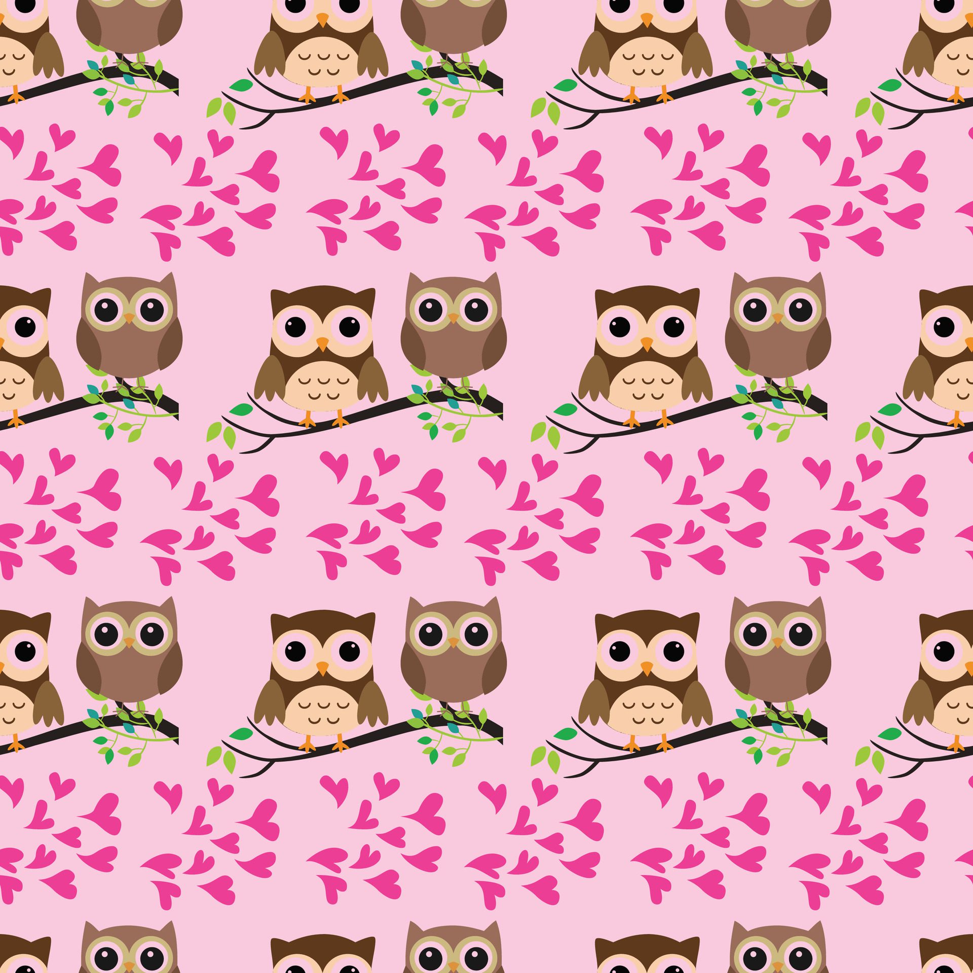 Owl Couples Seamless Pattern Design Free Vector