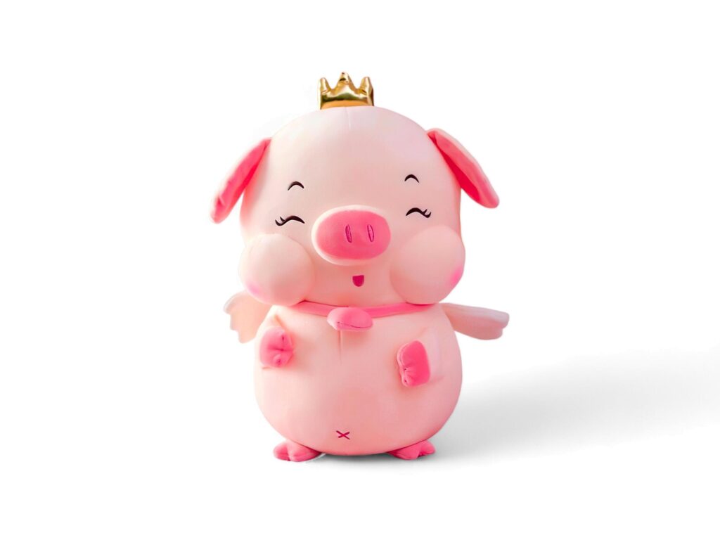 Cute doll pig on white background Stock Free