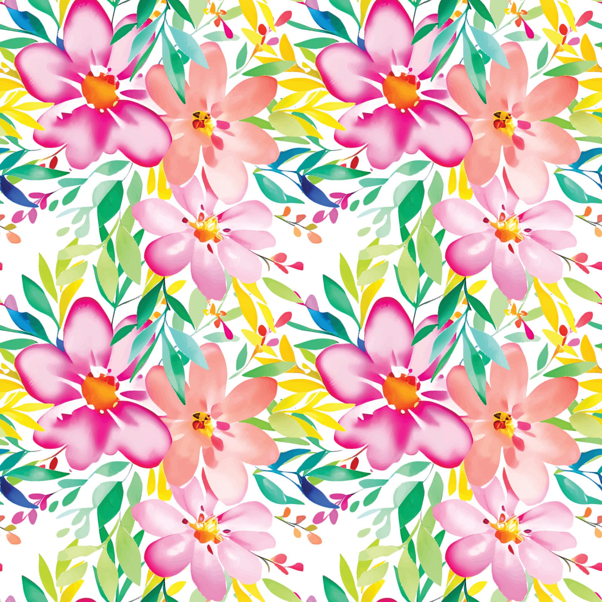 Floral shape watercolor seamless pattern. Free Vector