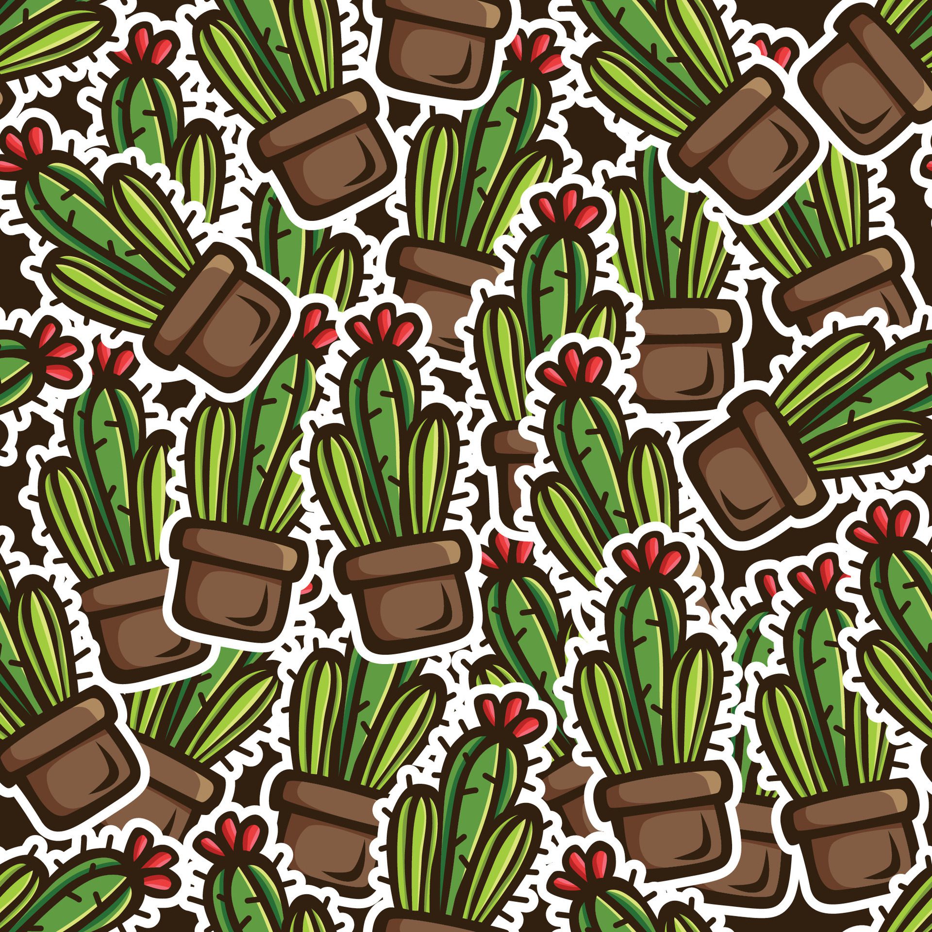 cactus doodle seamless pattern design Free Vector