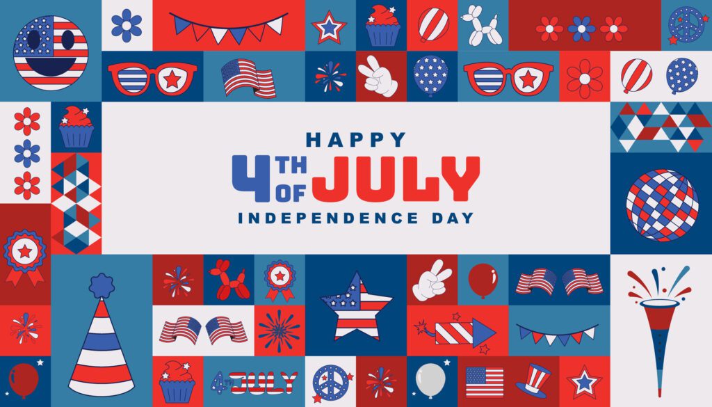 Happy 4th of july background for cover, poster, social media template Free Vector