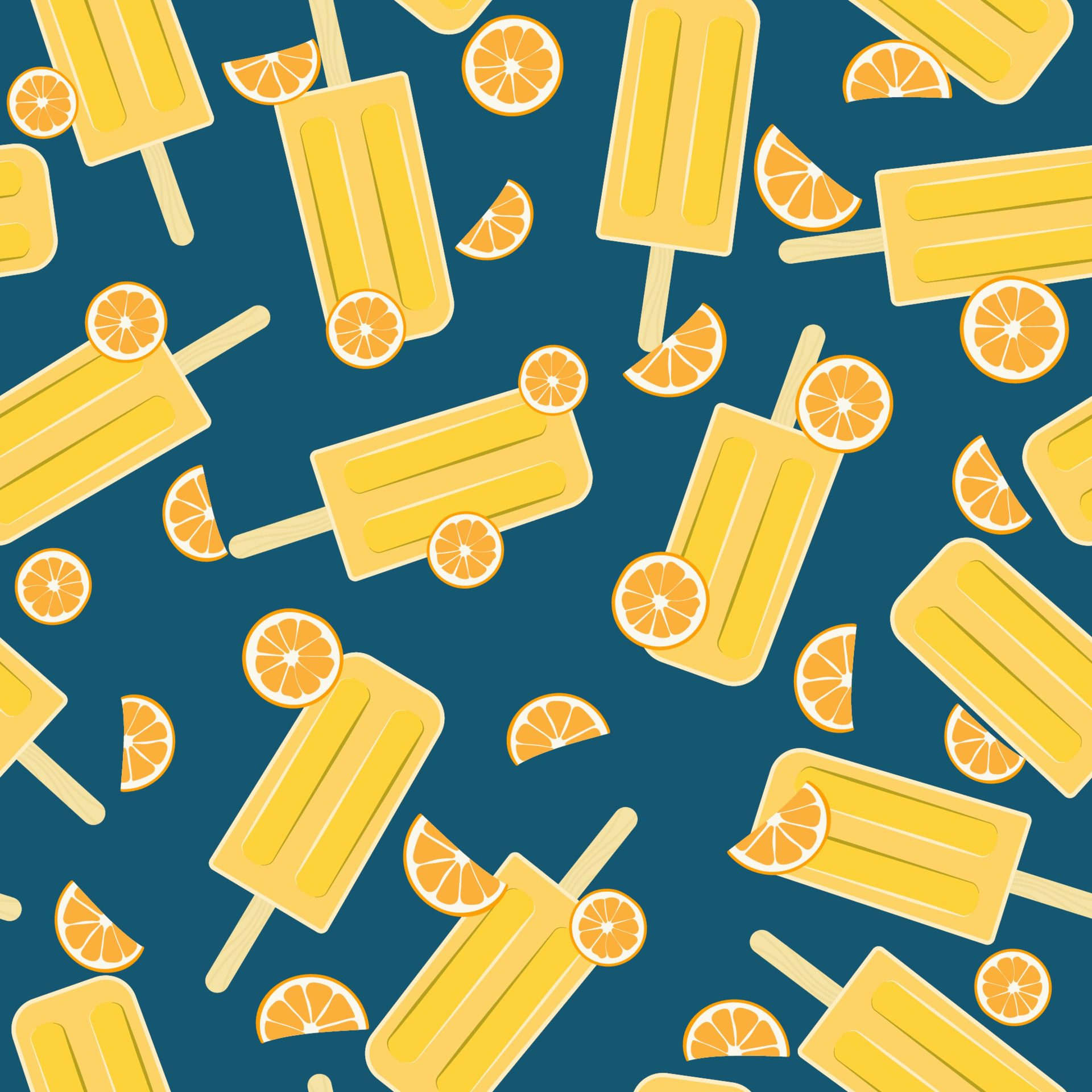 Popsicle Orange Seamless Pattern Free Vector