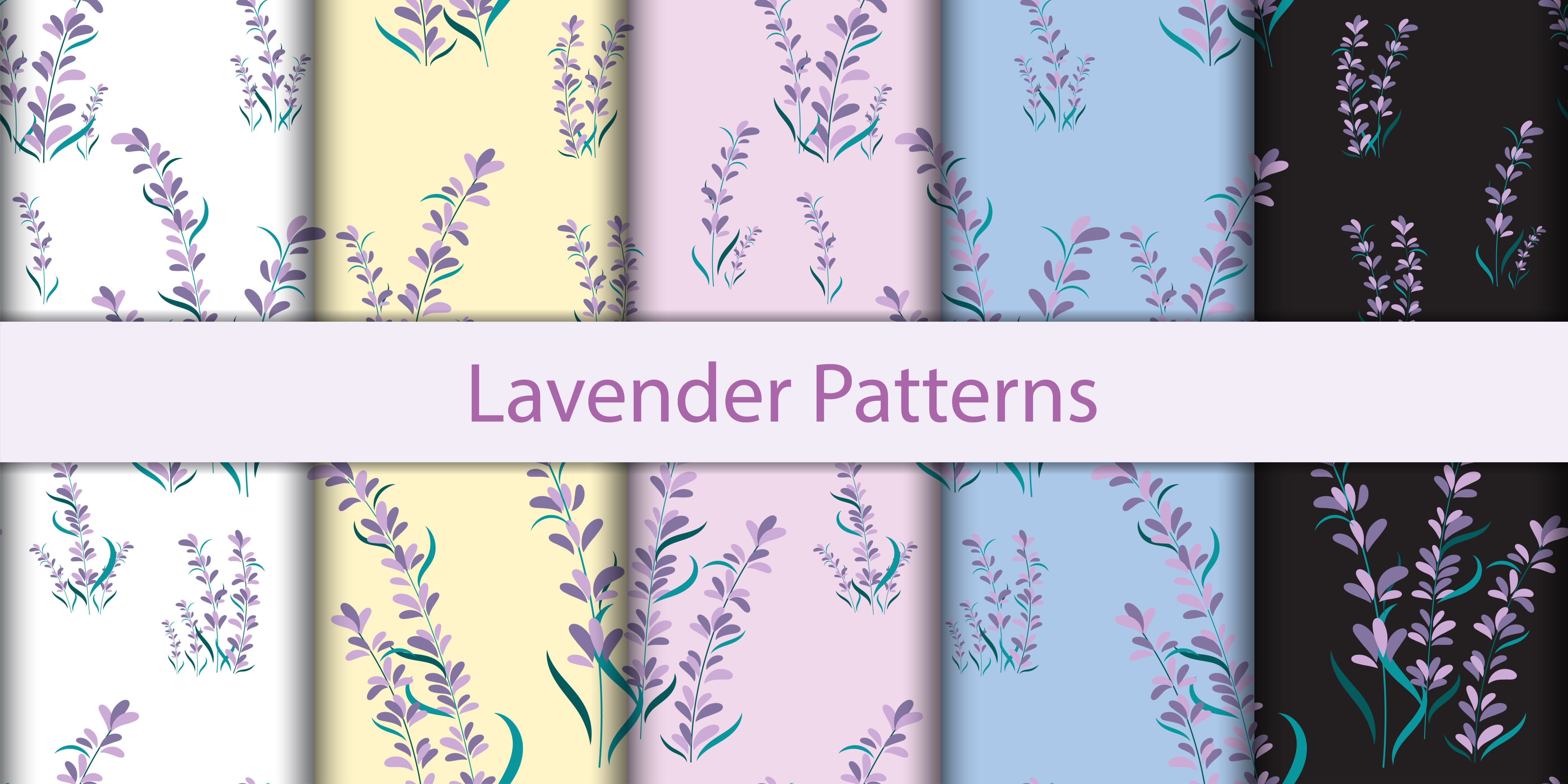 Seamless Floral Lavender Patterns Free Vector