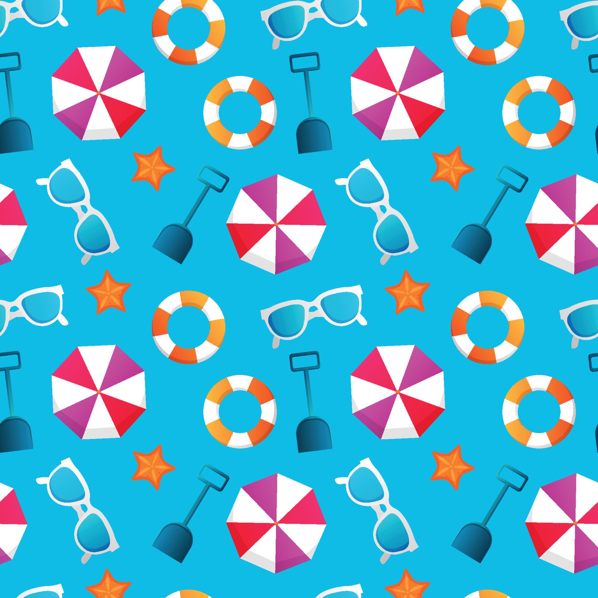 Summer seamless pattern. Repeat pattern. Free Vector