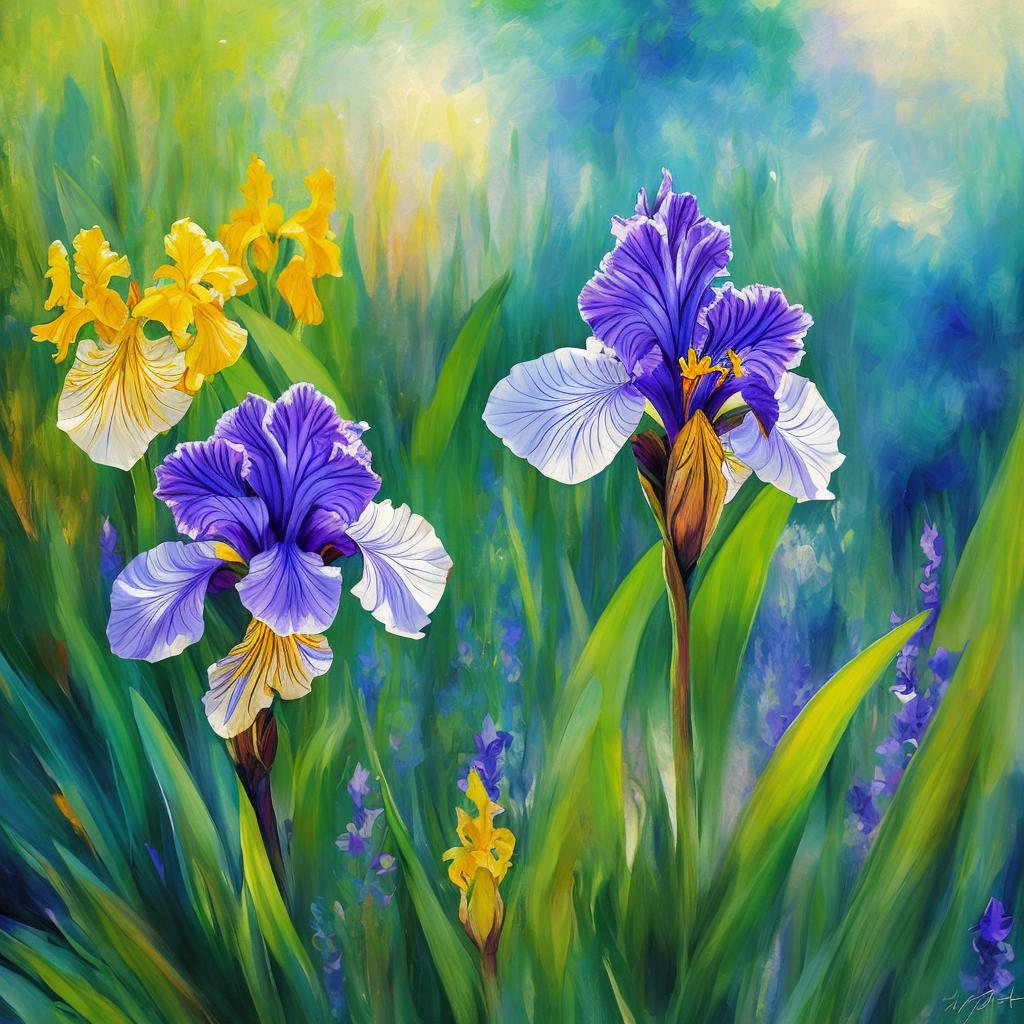 Iris, butterfly Impressionism,Splash art,Sunny,Monet by @ai_generated