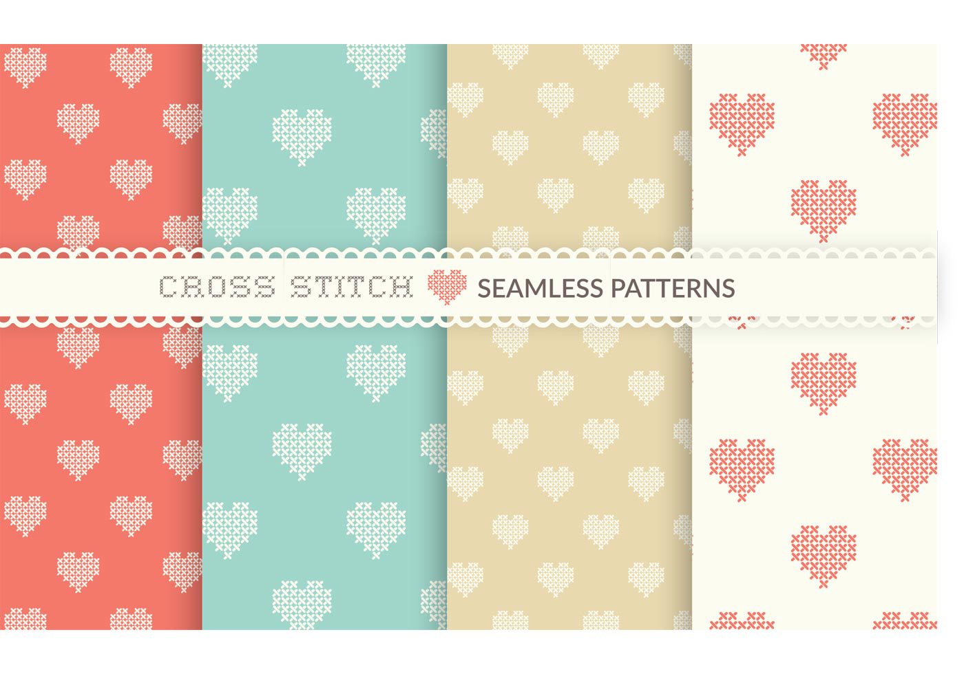 Free Cross Stitch Heart Seamless Vector Patterns Free Vector and Free SVG