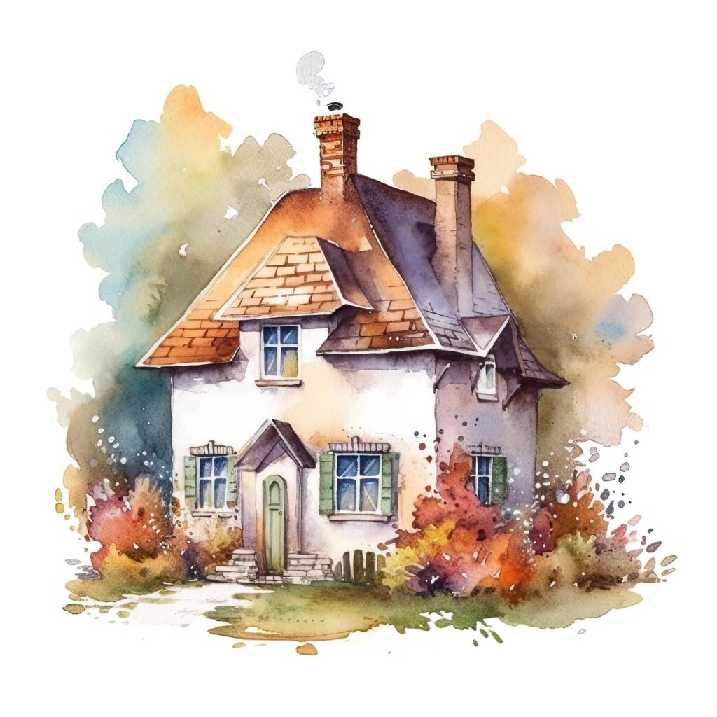 Cute watercolor house. Illustration Stock Free