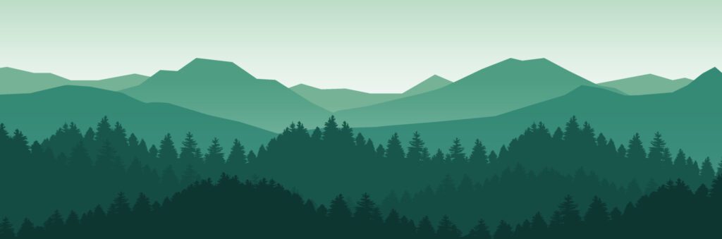 mountain and forest landscape vector illustration with sunrise and sunset in the mountains Free Vector and Free SVG