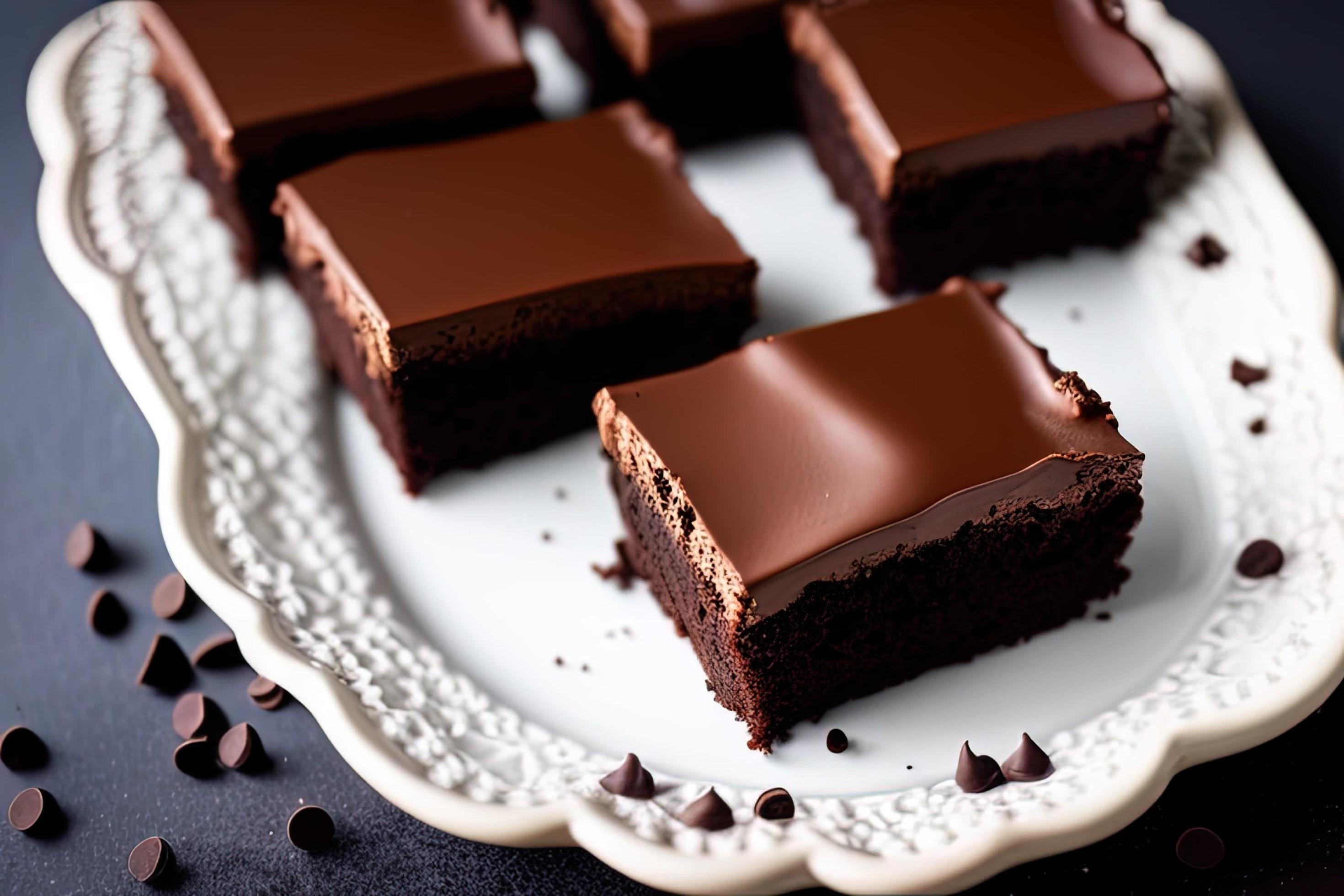 professional food photographyCoffee brownie covered with chocolate glaze with free space around it Stock Free