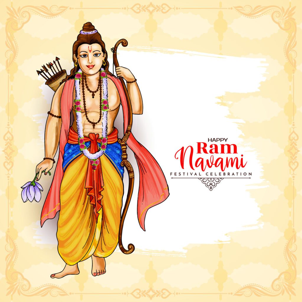 Happy Shree Ram Navami hindu cultural festival greeting background Free Vector