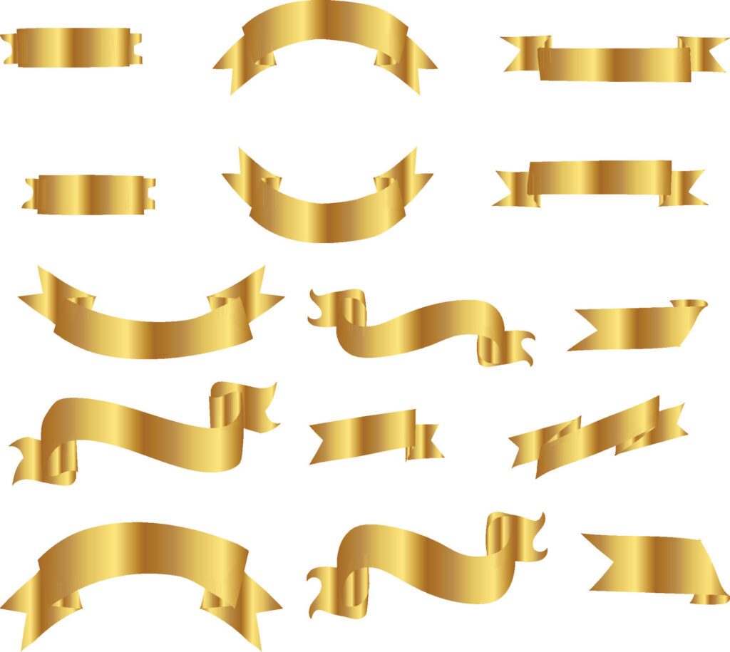 gold ribbon band element banner background Free Vector