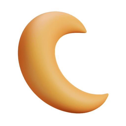 Moon, night, crescent 3D illustration