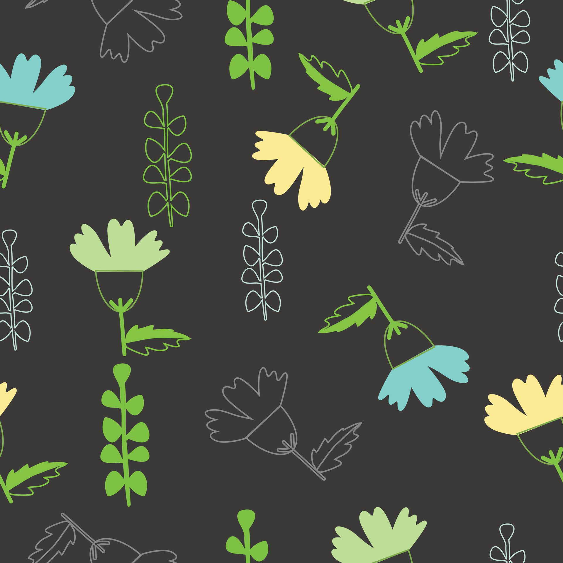 Seamless cute elegant abstract flowers pattern Free Vector