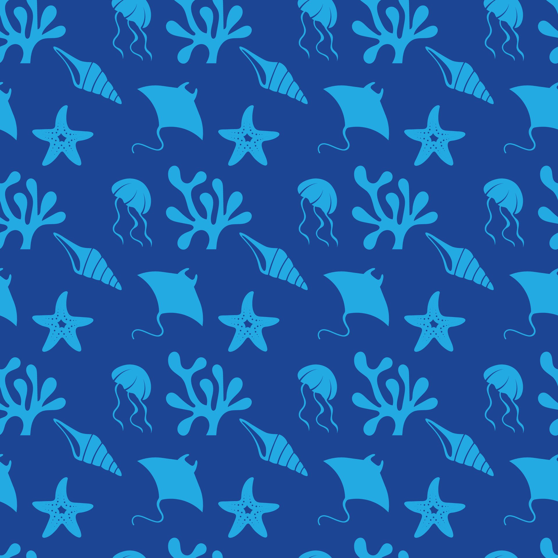 Under The Sea Seamless Pattern Design Free Vector