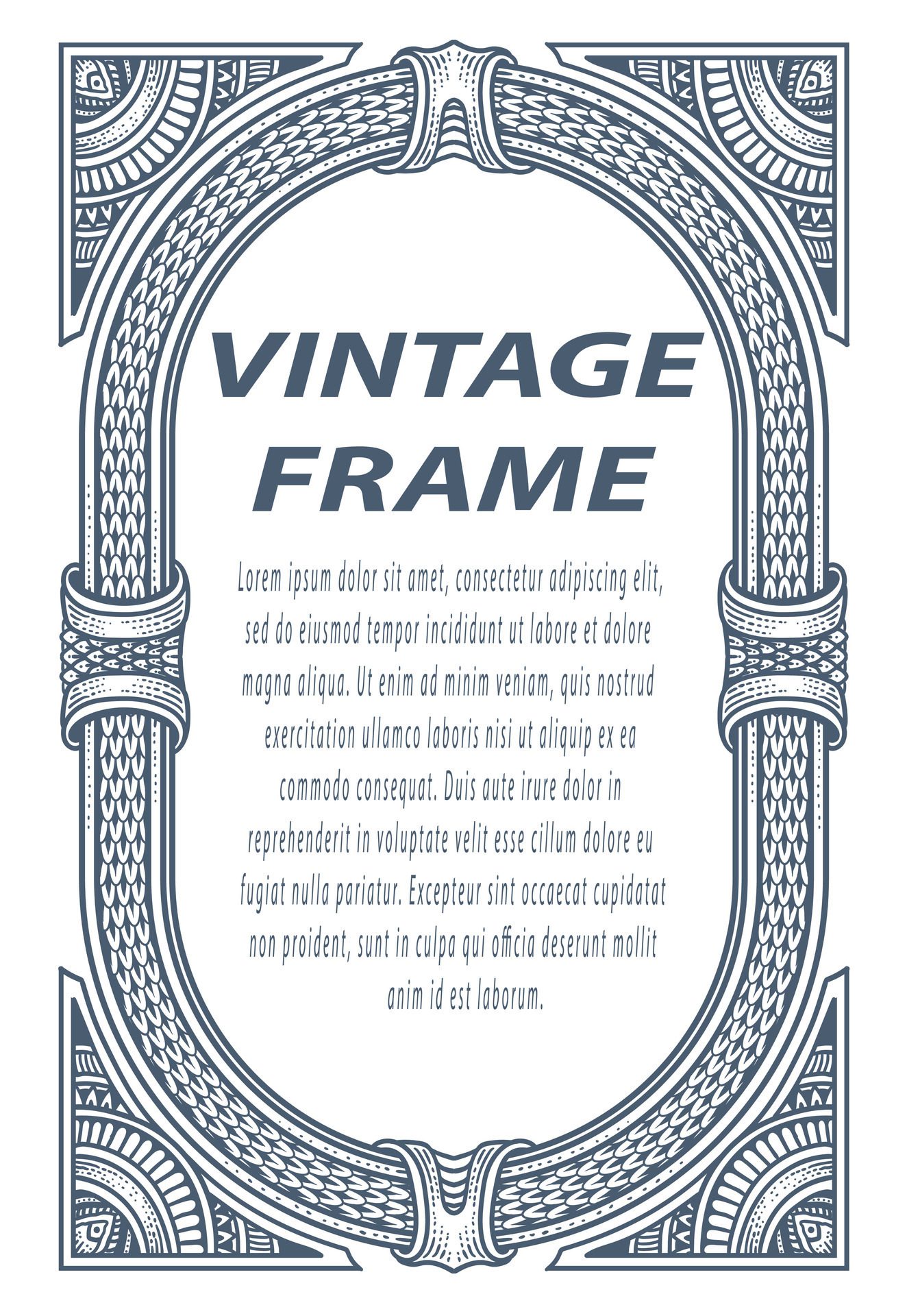 Vintage border frame engraving with antique ornament pattern – Eps 10 Free Vector