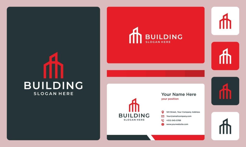 architectural building logo. business card design. Stock Free