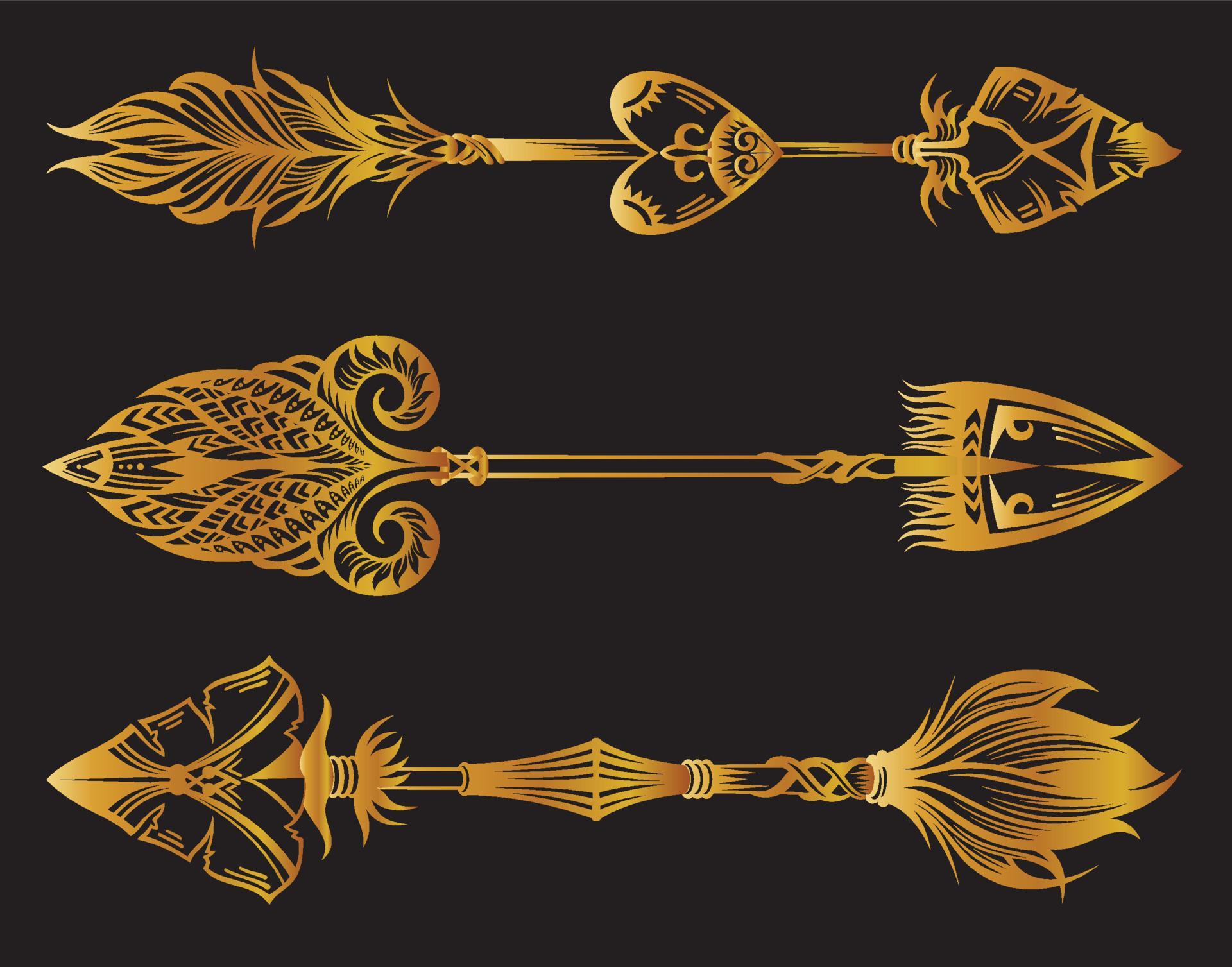 Gold sketch arrows vector Stock Free and Free SVG