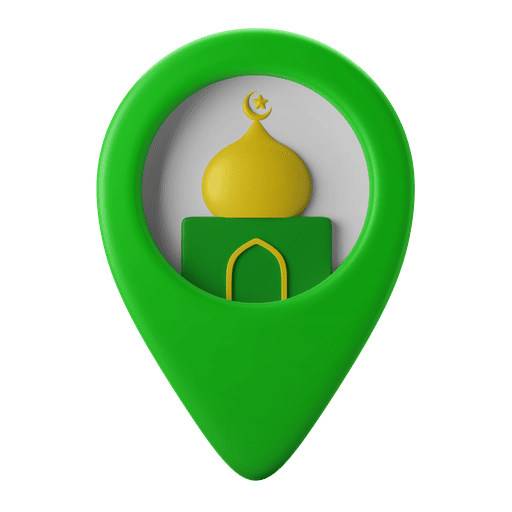 Mosque location, navigation, gps 3D illustration