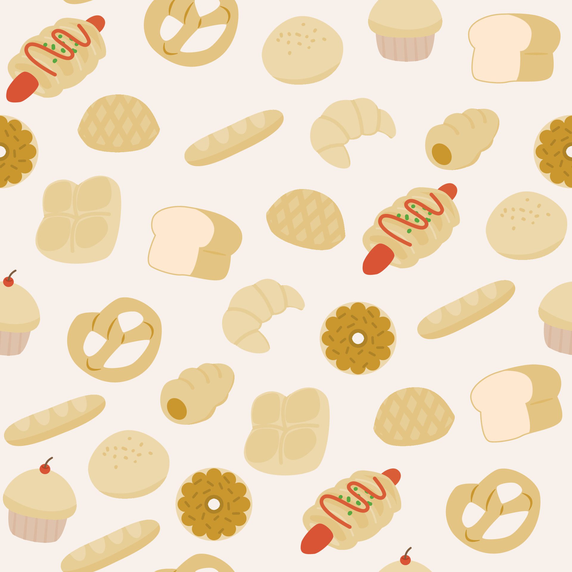 Bread bakery bear shop seamless pattern Free Vector