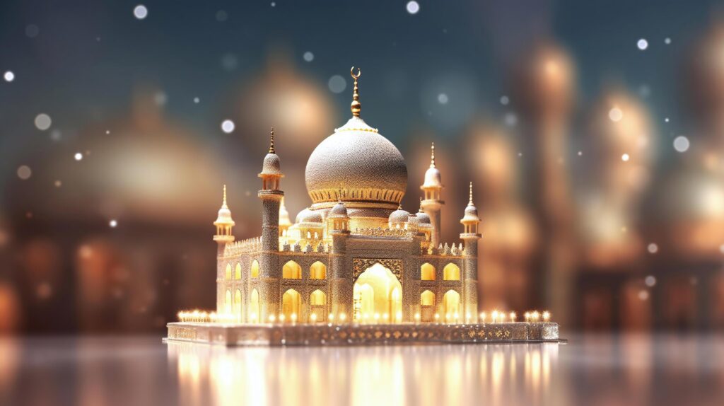 Golden mosque with blurred background, Technology Stock Free