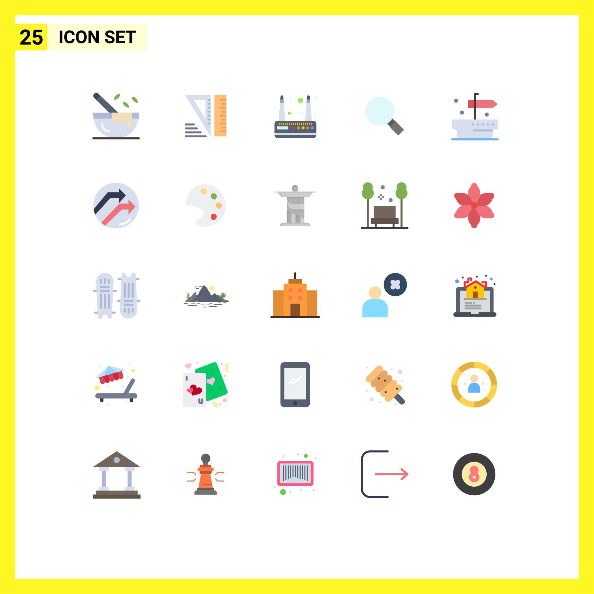 25 Creative Icons Modern Signs and Symbols of arrow thanks router ship magnifying Editable Vector Design Elements Stock Free