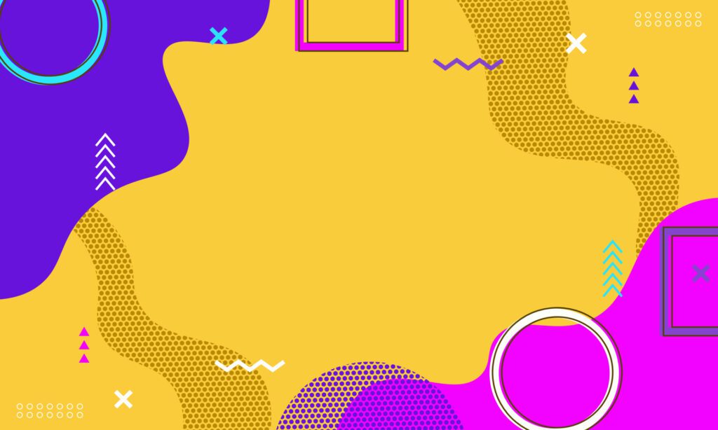 Abstract pink, blue and yellow in memphis style background. Free Vector