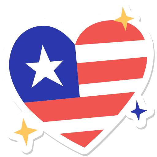 Heart, badge, united states sticker