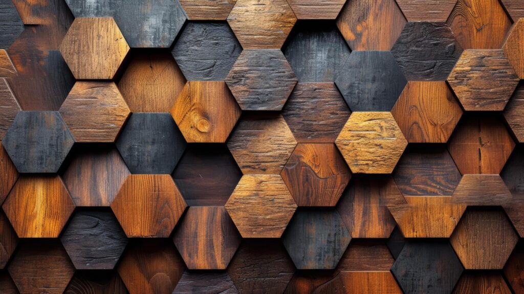 AI generated abstract wooden geometric pattern background Stock Free