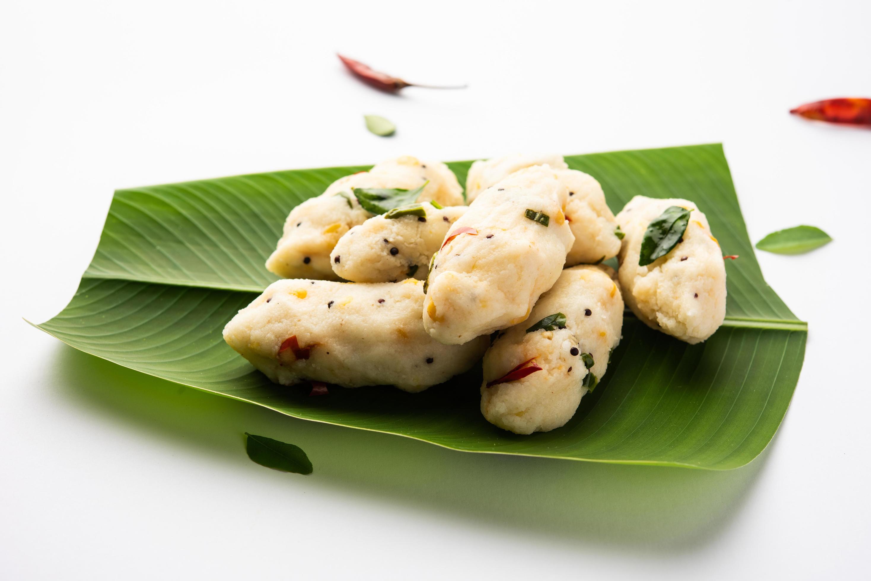 Kozhukatta Pidi is a steamed snack food from kerala rice flour with finger impressions Stock Free