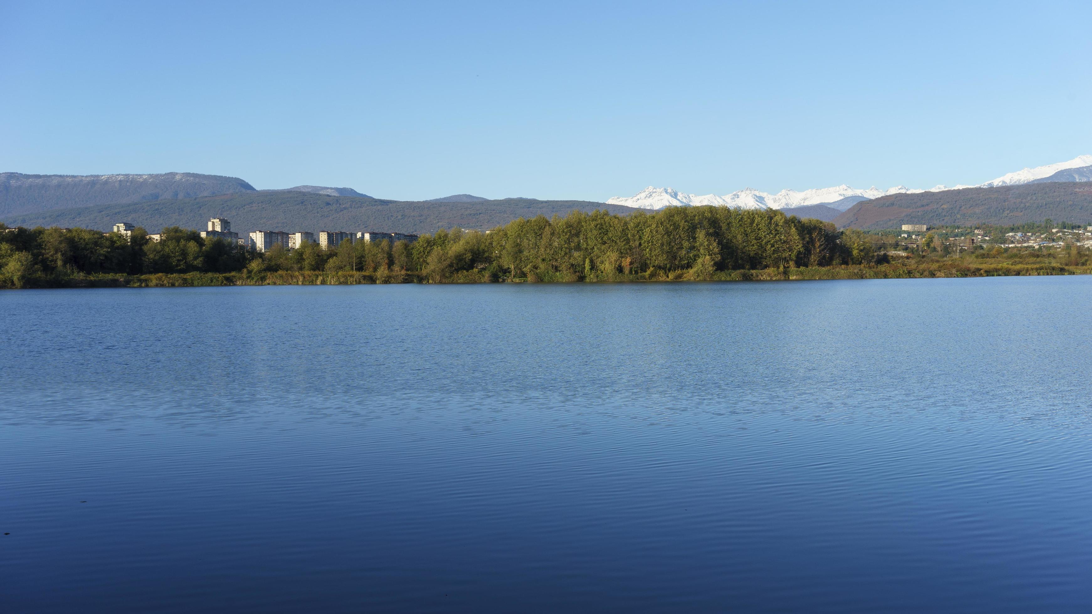 Natural landscape overlooking the lake. Sukhumi, Abkhazia Stock Free