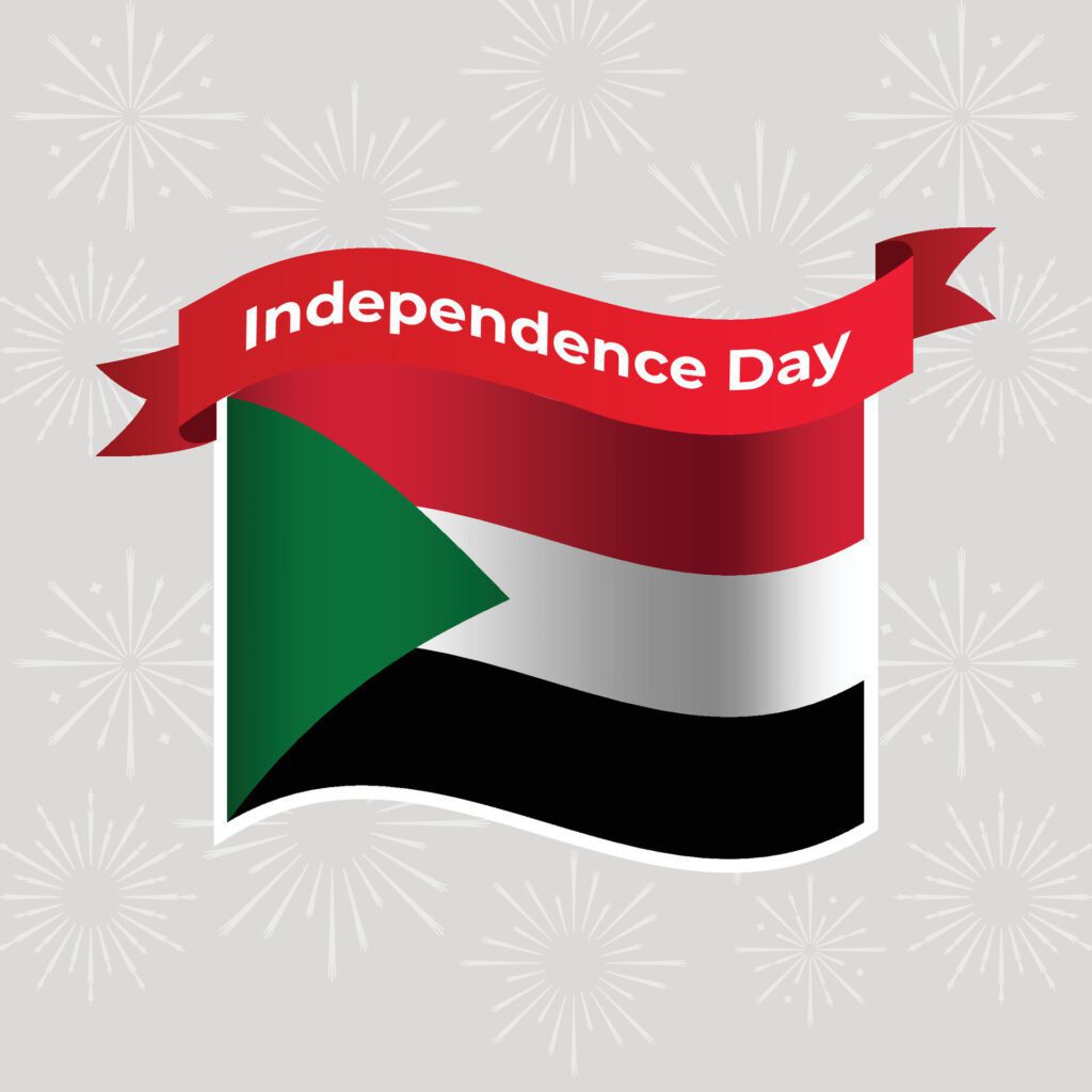 Sudan Wavy Flag Independence Day Banner Background Free Vector