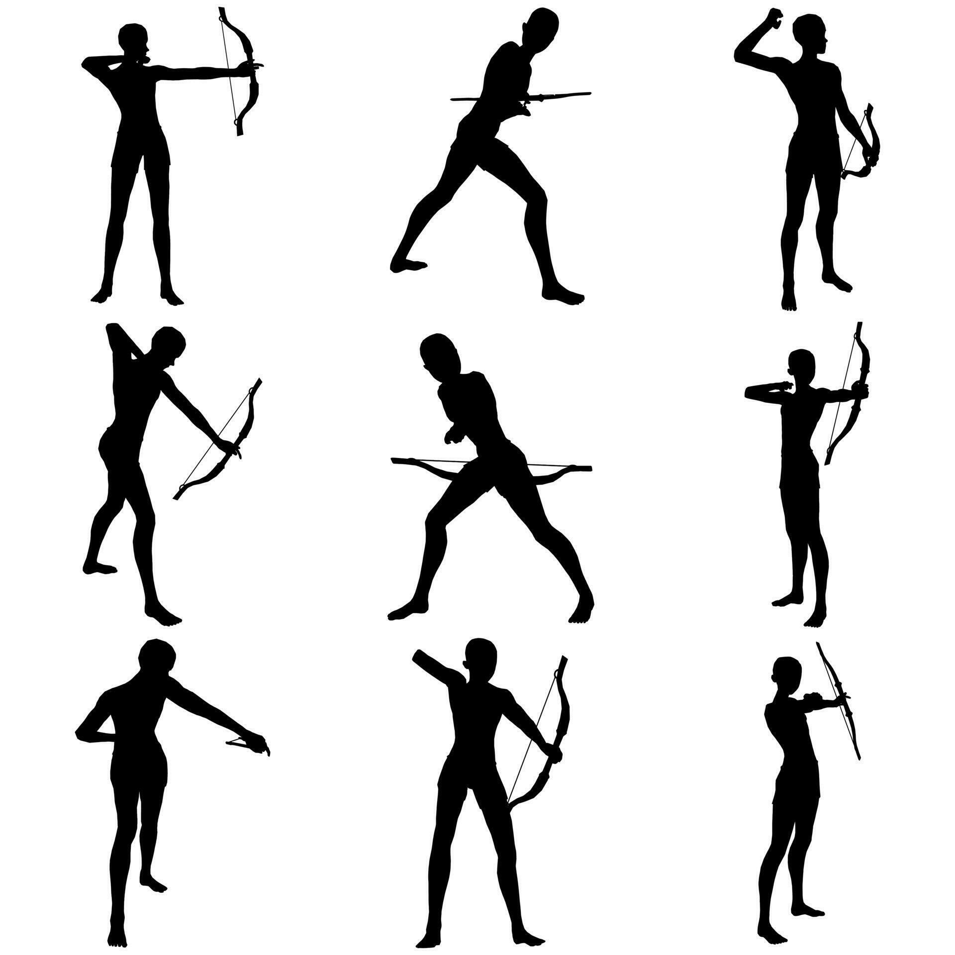 Bundle pose of man using arrows silhouette art style Stock Free