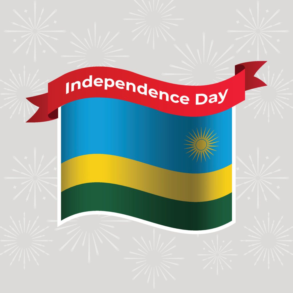 Rwanda Wavy Flag Independence Day Banner Background Free Vector