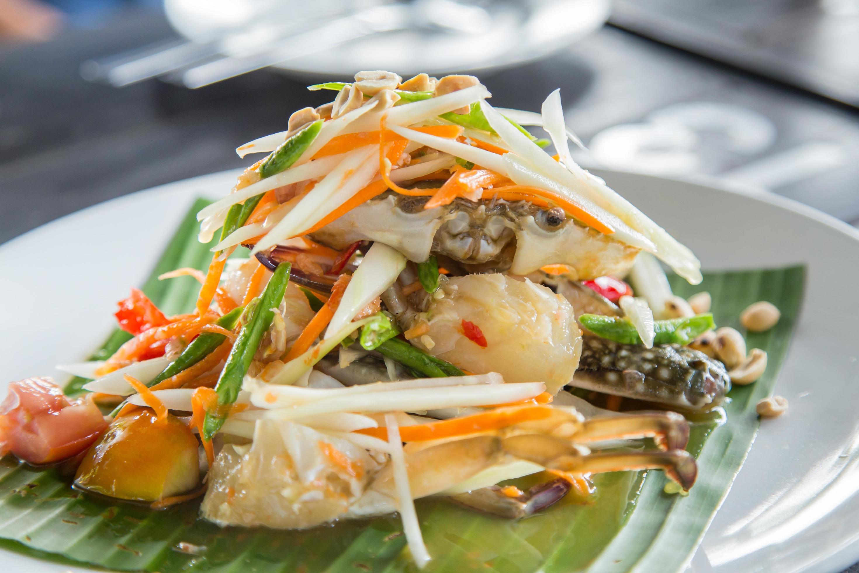 papaya salad with crab for thai food it delicious Stock Free