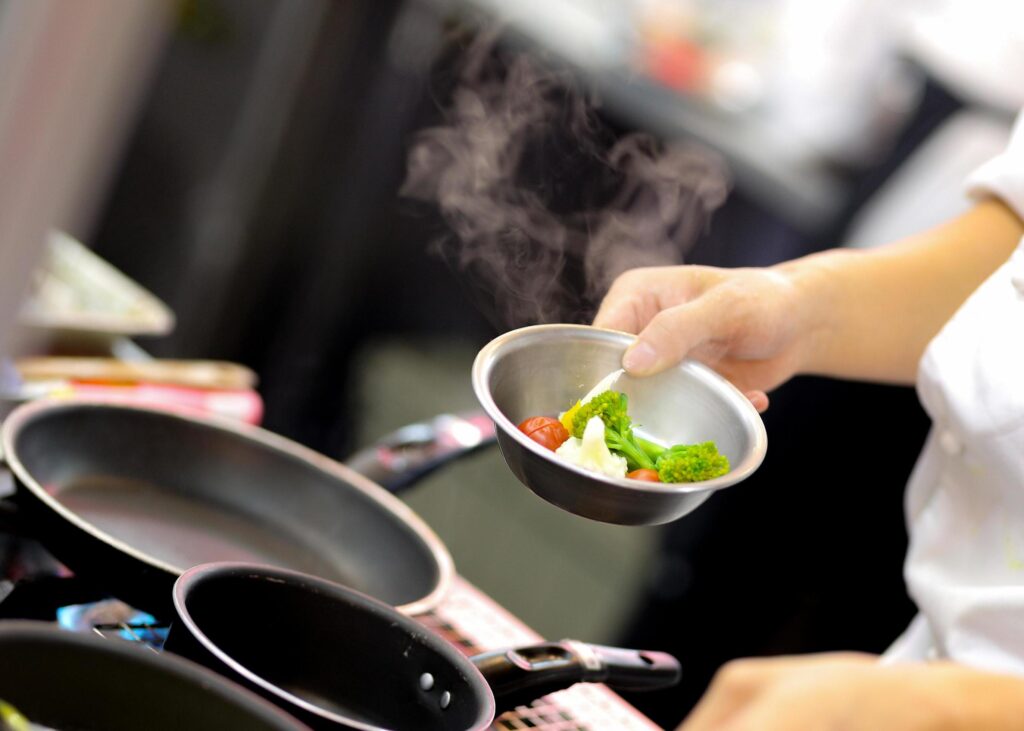 Chef preparing food, meal, in the kitchen, chef cooking Stock Free