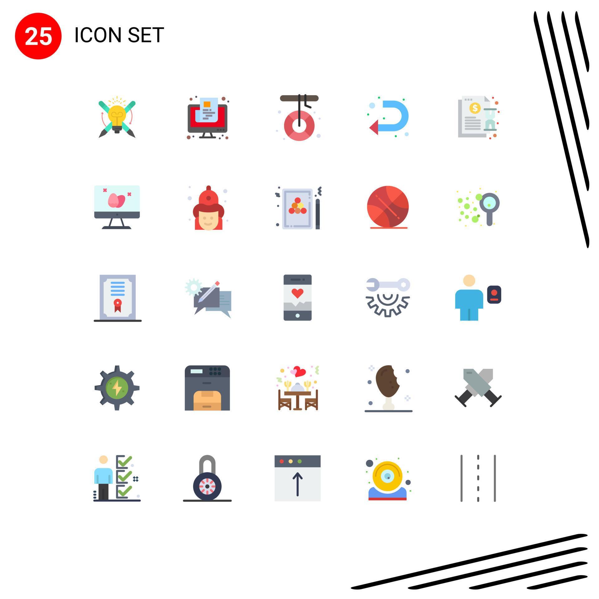 Set of 25 Modern UI Icons Symbols Signs for left sign screen arrow melting Editable Vector Design Elements Stock Free