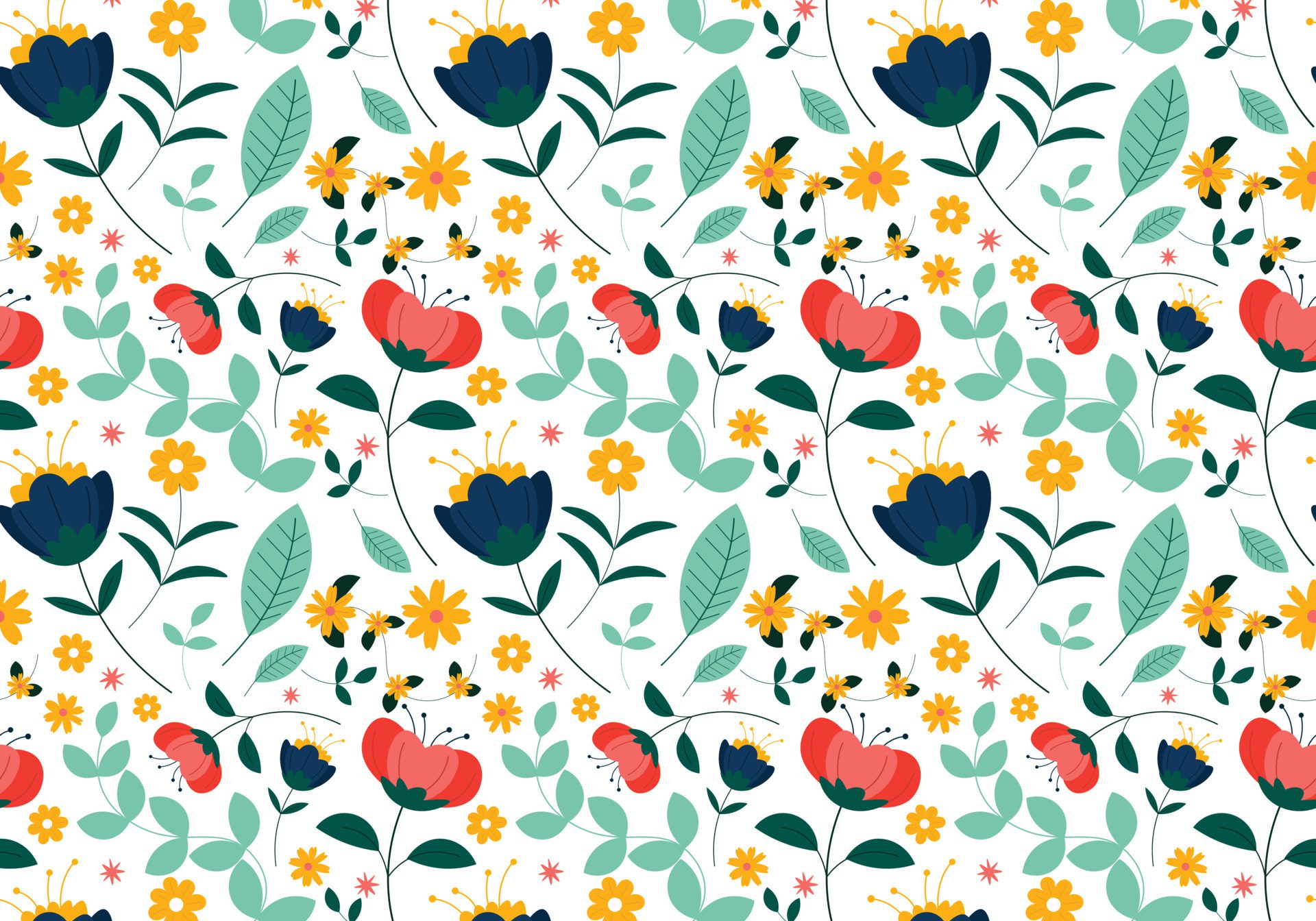 Abstract flat hand draw floral pattern background. Vector. Free Vector