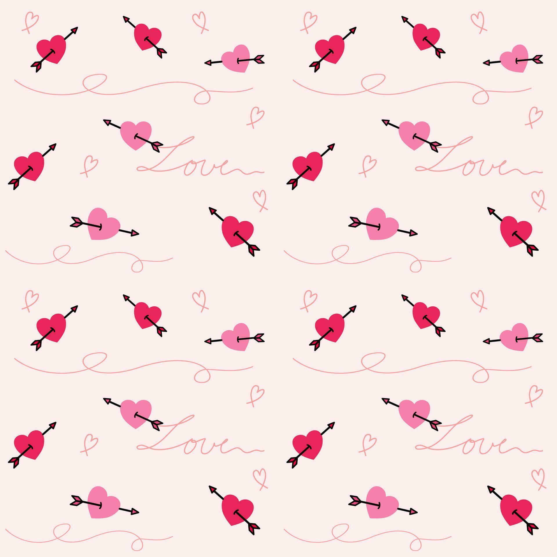 seamless pattern of valentine with hearts and arrows, Cupid, love symbol Stock Free