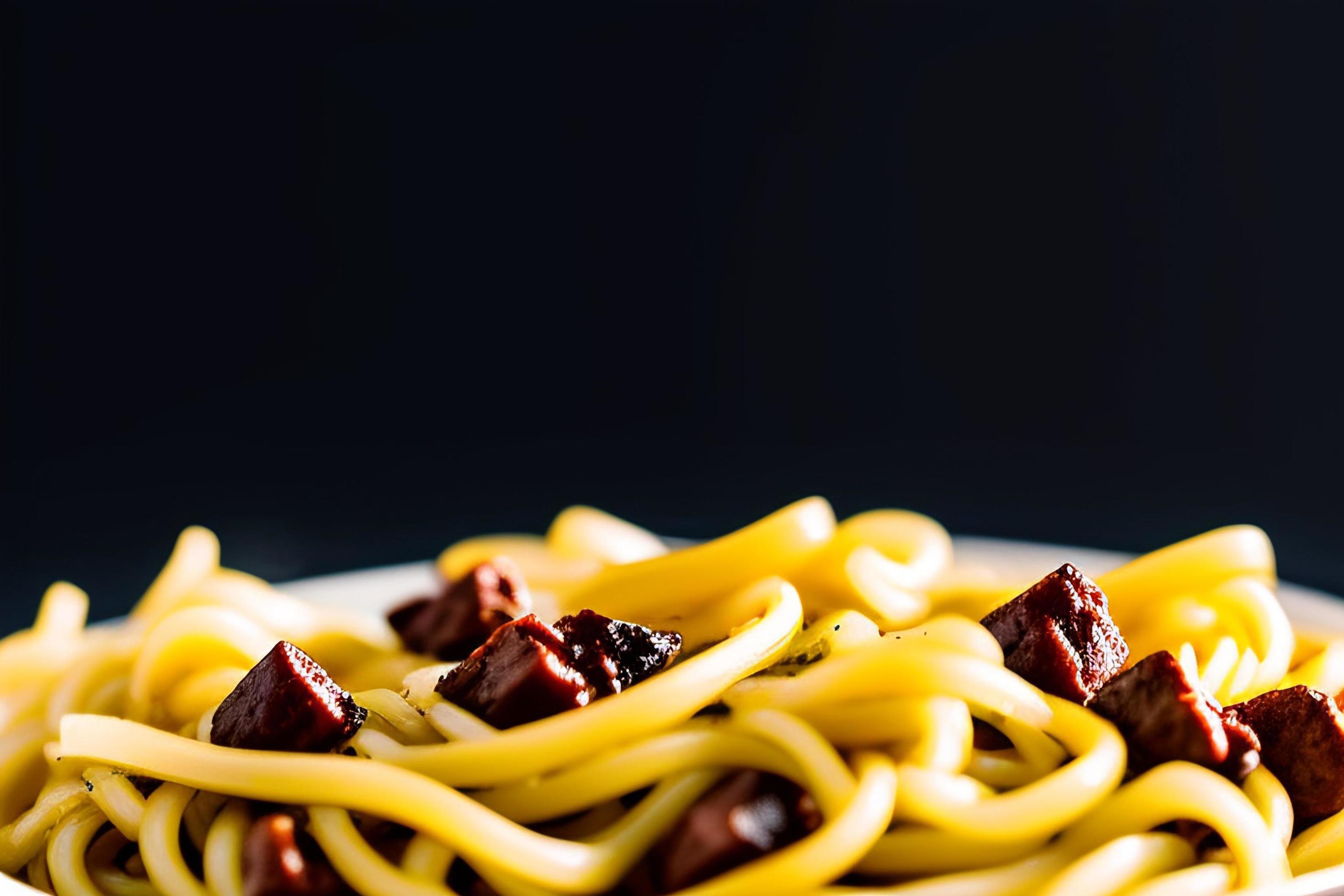 Delicious noodles. Fast food meal with appetizing pasta and chopsticks. Stock Free