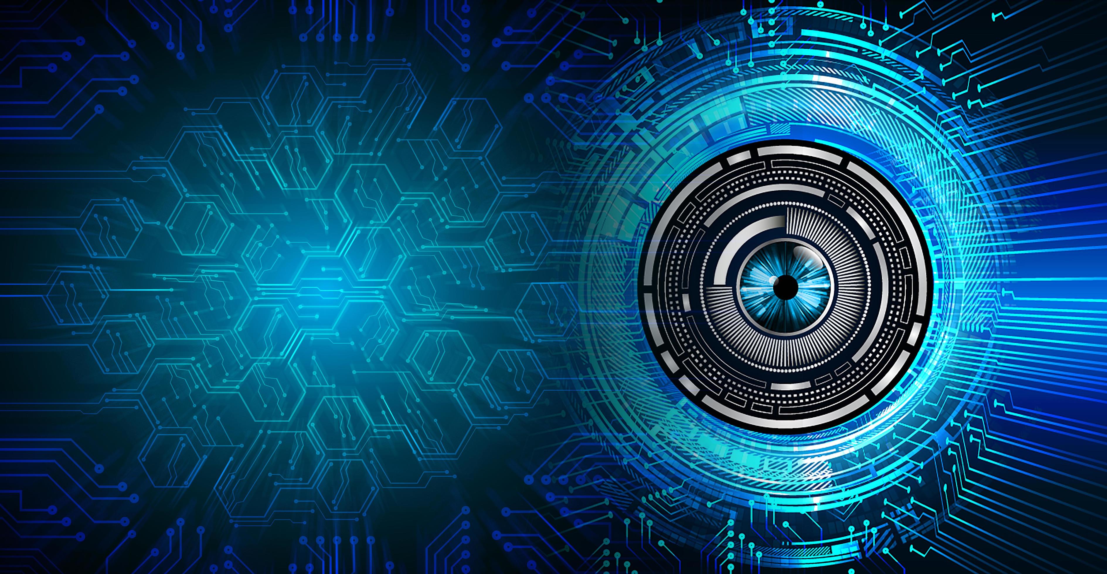 eye cyber circuit future technology concept background Stock Free