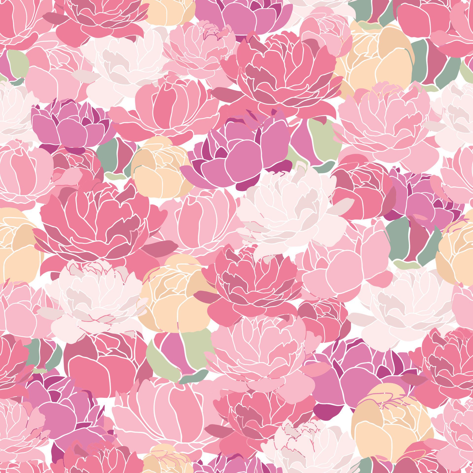 Peonies seamless pattern seamless background 03 Free Vector