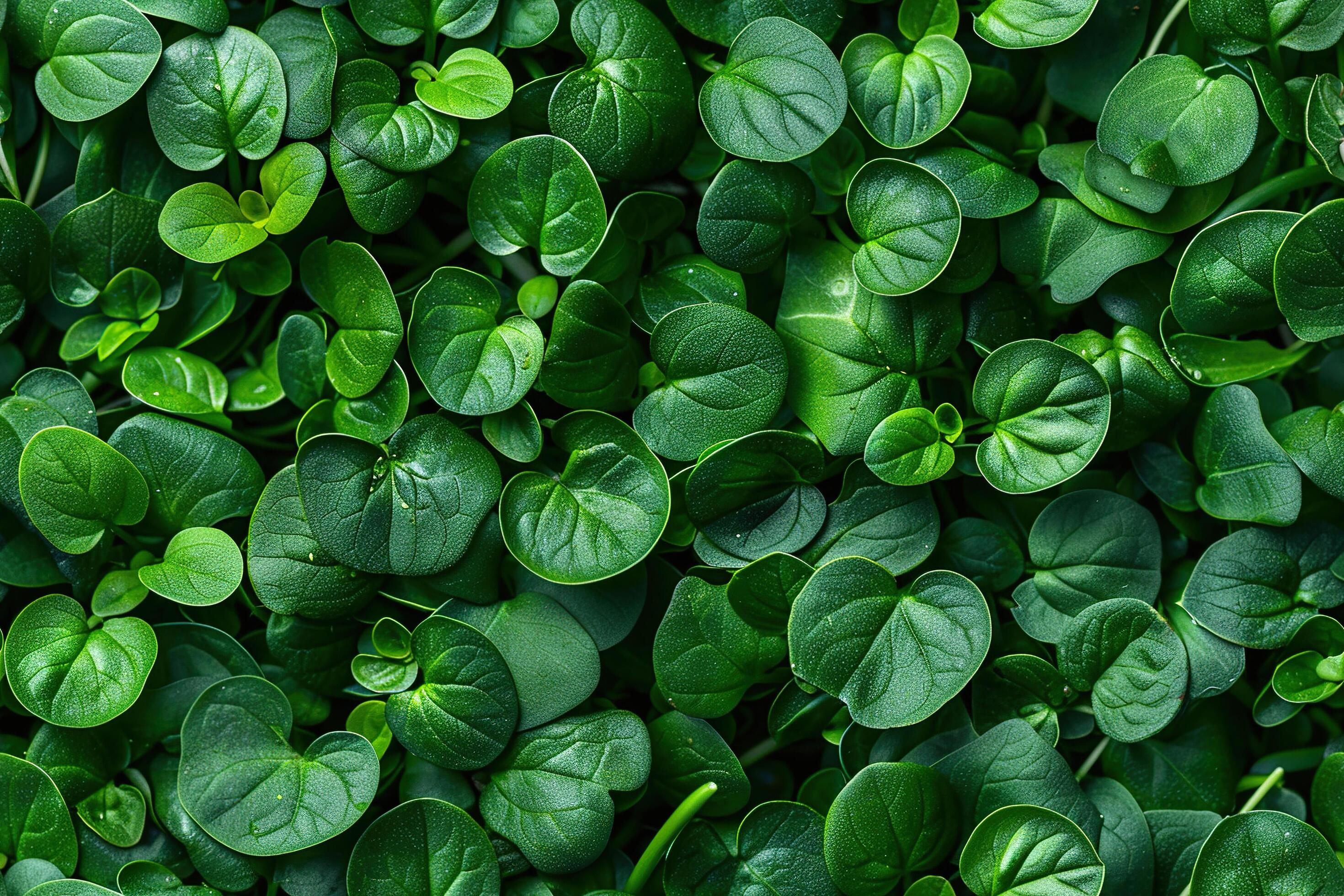 Horizontal background with lush juicy microgreens. Generated by artificial intelligence Stock Free