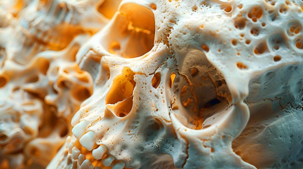 close up skull and bones exploring anatomy for scientist using advanced technology in osteoporosis. AI-generated Free Photo