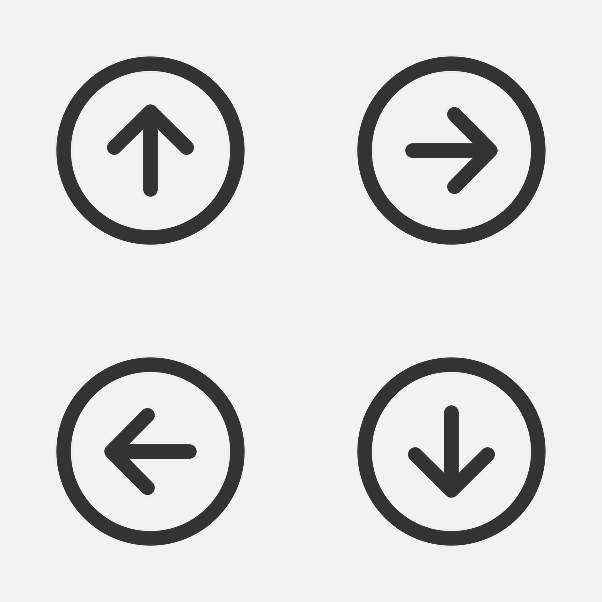 Arrow circle outline thin line icon next previous up down button Stock Free