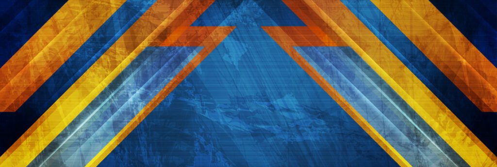 Blue and orange grunge stripes abstract banner design Free Vector