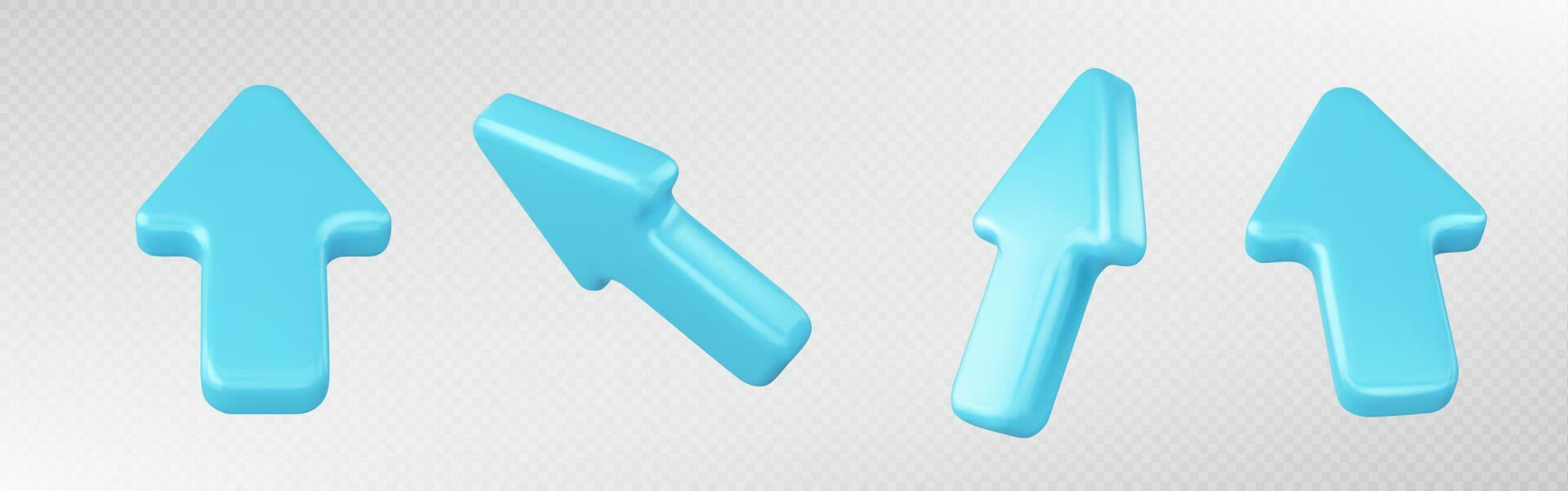 Realistic 3D set of blue arrow cursors Stock Free