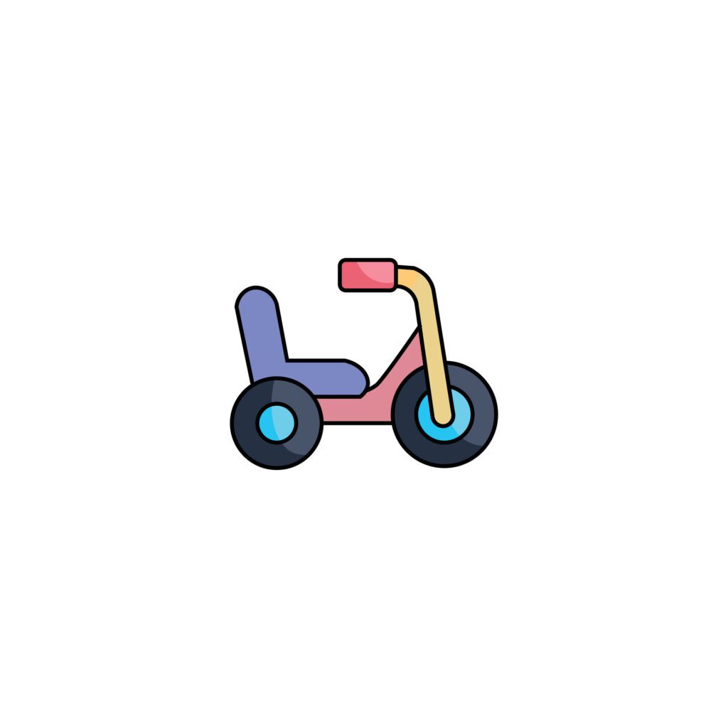 Children tricycle illustration on white background. Free Vector