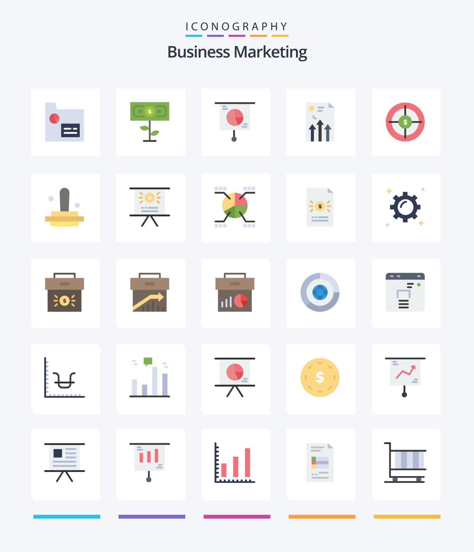 Creative Business Marketing 25 Flat icon pack Such As document. arrow. growth. trade. marketing Stock Free