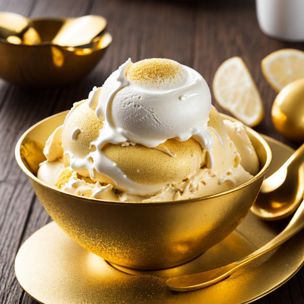 Golden ice cream by by @ai_generated