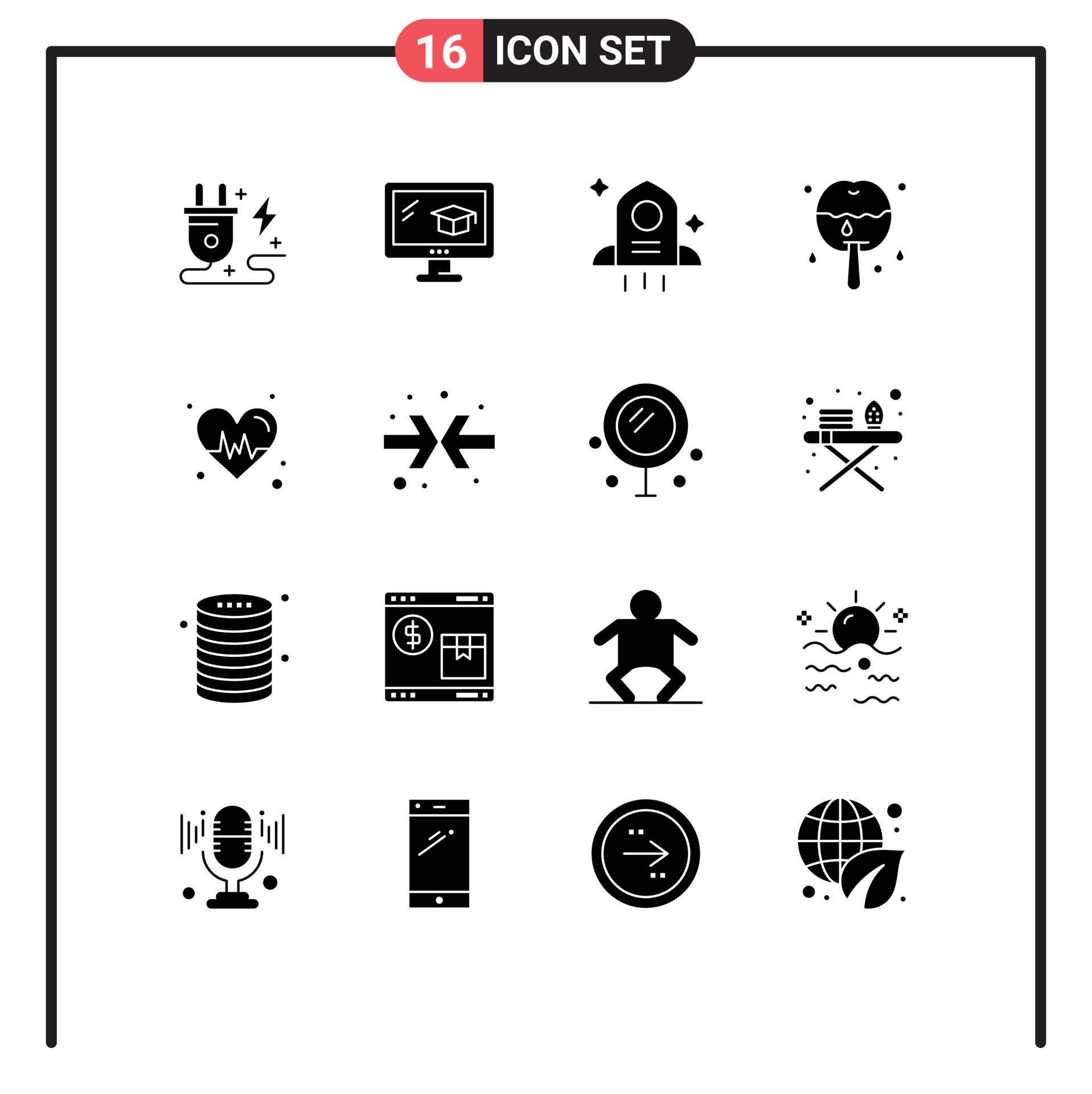 Set of 16 Modern UI Icons Symbols Signs for arrow heart rocket diet dessert Editable Vector Design Elements Stock Free